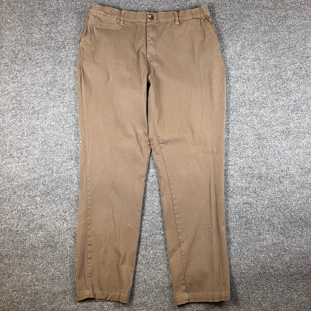 Cove USA Pants Mens 38x32 Brown Stretch Waistband Chino Casual Flat Front